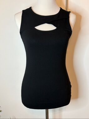 Vince Camuto Black Sleeveless Tank with Front Cutout